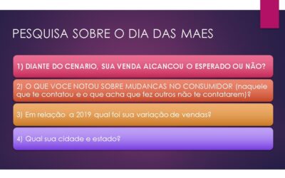 PESQUISA DIA DAS MAES – Pessoal, participem da pesquisa rapida abaixo e mandem respostas por msg privada. Vamos avaliar como foi a data e o que podemos aprender dela. Vou compartilhar gratuitamente os resultados.